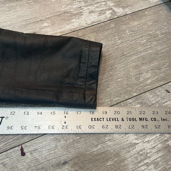 VTG Western Black leather aviation bomber biker jacket M zip in Liner - Picture 7 of 9